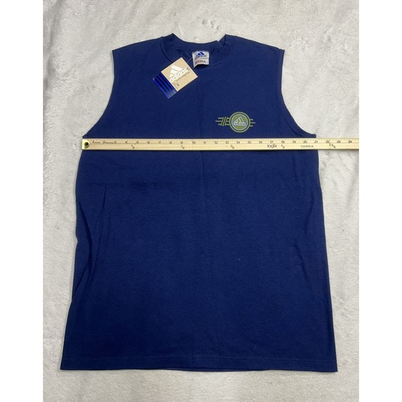Deadstock Vintage 90s Adidas Navy Blue Sleeveless T-Shirt Men's Size Small NWT - Picture 5 of 7